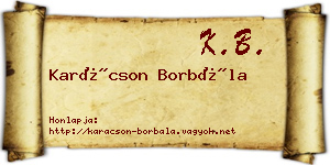 Karácson Borbála névjegykártya